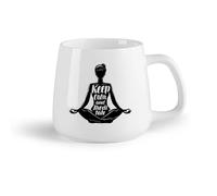 AYUEHBN Frutta in ceramica Tazze in gres per caffè, tè, Mantieni la calma e medita nella posizione del loto dello studio yoga （14oz/400ml） per ufficio, casa