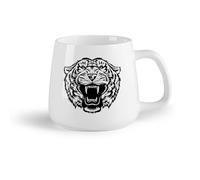 AYUEHBN Frutta in ceramica Tazze in gres per caffè, tè, Testa di tigre predatore animale selvatico aggressivo （14oz/400ml） Porcellana fine (ceramica)