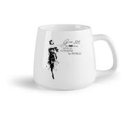 AYUEHBN Frutta in ceramica Tazze in gres per caffè, tè, Vestito da ragazza alla moda con citazione di parole （14oz/400ml） Uso in bar o ristorante