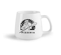 AYUEHBN Frutta in ceramica Tazze in porcellana Il cuoco mette la pizza nel forno della pizzeria e dello chef del panificio （14oz/400ml） Bar o regalo