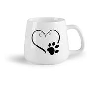 AYUEHBN Frutta in ceramica Tazze in porcellana Simbolo del cuore, impronta di piede di animale, zampa di animale domestico （14oz/400ml） Bar o regalo