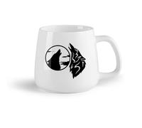 AYUEHBN Frutta in ceramica Tazze per casa e ufficio Branco di lupi Ululato Notte Luna Bestia Animale Cielo （14oz/400ml） per tè, caffè, infuso caldo