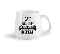 AYUEHBN Frutta in ceramica Tazze per cioccolata calda Mangiare, dormire, giocare, ripetere il gioco, joystick, lettering （14oz/400ml） per ufficio, casa