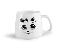 AYUEHBN Frutta in ceramica Tazze per cioccolata calda Papillon per bambini con gatto e gattino dei cartoni animati （14oz/400ml） per tè, caffè, latte, cappuccino