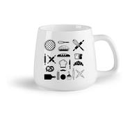 AYUEHBN Frutta in ceramica Tazze per cioccolata calda Set di panetteria e torte, icona del negozio di panetteria （14oz/400ml） Porcellana fine (ceramica)