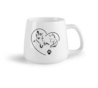 AYUEHBN Frutta in ceramica Tazze resistenti Coppia di cani con simbolo del cuore, animali domestici, amore, cameretta dei bambini （14oz/400ml） Ristorante, ufficio