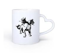 AYUEHBN Mango de cerámica en forma de corazón Café y Bebidas Calientes Cerbero, animal infernal, mito del perro de tres cabezas 11oz/320ml Elegante y duradero: apto para microondas y lavavajillas