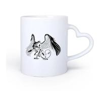 AYUEHBN Mango de cerámica en forma de corazón Café y Bebidas Calientes Cuento de criatura monstruo de pájaro de fantasía de grifo 11oz/320ml Para té, chocolate caliente