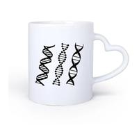 AYUEHBN Mango de cerámica en forma de corazón Café y Bebidas Calientes Genealogía del ADN Biología Química Clase de Ciencias Escolares 11oz/320ml Para Té, Café, Leche, Capuchino