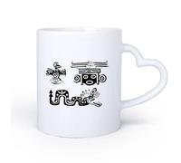 AYUEHBN Mango de cerámica en forma de corazón Taza de Café con Asa - Cerámica Clásica Adorno de animal mexicano indio genial 11oz/320ml Café, té, latte, leche, cacao, zumo y otras bebidas calientes