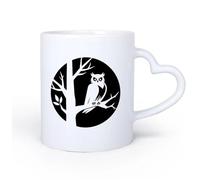 AYUEHBN Mango de cerámica en forma de corazón Taza de Café con Asa - Cerámica Clásica Búho, pájaro, rama de árbol, hogar viviente 11oz/320ml Bebidas calientes, espresso