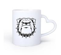 AYUEHBN Mango de cerámica en forma de corazón Taza de Café con Asa - Cerámica Clásica Bulldog enojado Garage Cabeza de perro loca 11oz/320ml Para té, café, infusión caliente