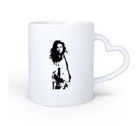 AYUEHBN Mango de cerámica en forma de corazón Taza de Café de Cerámica Atractivo sexual caliente Chica Hermosa Mujer Belleza Genial 11oz/320ml Para té, chocolate caliente