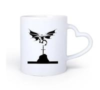 AYUEHBN Mango de cerámica en forma de corazón Taza de Café de Cerámica Dragón Volador Cuentos Medievales Mitología Alas Espada 11oz/320ml Elegante y duradero: apto para microondas y lavavajillas