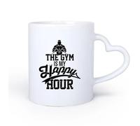 AYUEHBN Mango de cerámica en forma de corazón Taza de Café Estilo de vida Gimnasia Fitness Center Hombre Deportes Frases Palabras 11oz/320ml Apto para lavavajillas y microondas