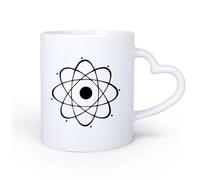 AYUEHBN Mango de cerámica en forma de corazón Taza de Cerámica para Café, Té y Cacao Átomo grande Ciencia nuclear Química Física 11oz/320ml Tazas de cerámica para el hogar o el trabajo