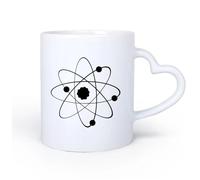 AYUEHBN Mango de cerámica en forma de corazón Taza de Cerámica para Café, Té y Cacao Aula de química de ciencia atómica escolar 11oz/320ml Para bebidas calientes, latte, capuchino