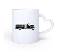 AYUEHBN Mango de cerámica en forma de corazón Taza de Cerámica para Hogar y Oficina Camión de bomberos genial Hot Ride ation Boy's 11oz/320ml Para té, café, infusión caliente