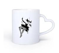 AYUEHBN Mango de cerámica en forma de corazón Taza de Cerámica para Hogar y Oficina Chica gótica adolescente con máscara genial 11oz/320ml Cappuccino, Latte Macchiato, té, espresso