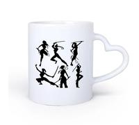 AYUEHBN Mango de cerámica en forma de corazón Taza de Cerámica para Hogar y Oficina Chicas guerreras con gimnasia deportiva 11oz/320ml Para bebidas calientes, latte, capuchino