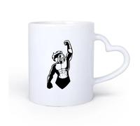 AYUEHBN Mango de cerámica en forma de corazón Taza de Cerámica para Hogar y Oficina Club de lucha de gladiadores Power Iron Sport 11oz/320ml Para Té, Café, Leche, Capuchino