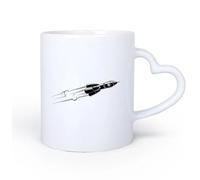 AYUEHBN Mango de cerámica en forma de corazón Taza de Cerámica para Hogar y Oficina Cohete Espacio Cosmonauta Vuelo Universo 11oz/320ml Elegante y duradero: apto para microondas y lavavajillas