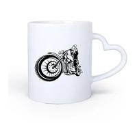 AYUEHBN Mango de cerámica en forma de corazón Taza de Cerámica para Hogar y Oficina Garaje de motociclistas del Biker Club 11oz/320ml Ideal para el hogar, la oficina, cafeterías, ideas de regalo
