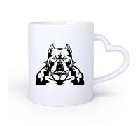 AYUEHBN Mango de cerámica en forma de corazón Taza de Té de Cerámica Garaje de patrulla de cabeza de animal de perro enojado 11oz/320ml Regalo único de oficina para mujeres y hombres