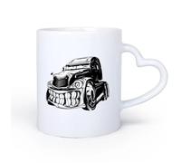 AYUEHBN Mango de cerámica en forma de corazón Taza de té Juguete robot monstruo de dibujos animados con dientes de mandíbula de coche 11oz/320ml Para café, avena, té, fácil de limpiar