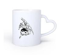 AYUEHBN Mango de cerámica en forma de corazón Taza de té latte de porcelana Cuento de animales de fantasía de monstruo dragón 11oz/320ml Taza de cerámica para capuchino, té, leche