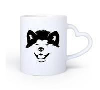AYUEHBN Mango de cerámica en forma de corazón Taza de té o café original Cabeza de cachorro de perro, lindo animal, mascotas, guardería 11oz/320ml Para el hogar o el trabajo
