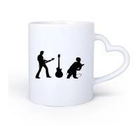 AYUEHBN Mango de cerámica en forma de corazón Taza de té o café original Estrellas de rock Guitarra Música Concierto Instrumento musical 11oz/320ml Bonito