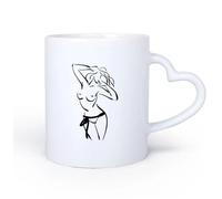 AYUEHBN Mango de cerámica en forma de corazón Taza de Té y Café Genial Chica atractiva, atractiva y atractiva para adultos. 11oz/320ml Cappuccino, Latte Macchiato, té, espresso