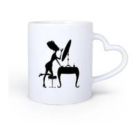 AYUEHBN Mango de cerámica en forma de corazón Taza de Té y Café Genial Salón de belleza Chica Mujer Maquillaje Spa Cosméticos 11oz/320ml Elegante y duradero: apto para microondas y lavavajillas