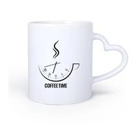 AYUEHBN Mango de cerámica en forma de corazón Taza, Taza de Café/Té Reloj abstracto de la oficina con pausa para el café 11oz/320ml Apto para lavavajillas y microondas, para la oficina y el hogar