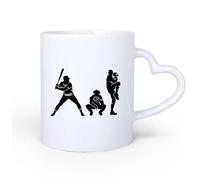 AYUEHBN Mango de cerámica en forma de corazón Taza, Taza de Café/Té Sala de jugadores de equipos deportivos de béisbol para niños 11oz/320ml Apto para lavavajillas y microondas