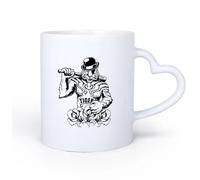 AYUEHBN Mango de cerámica en forma de corazón Tazas blancas Bate de béisbol de la mafia, bandido tigre, arma, animales de poder 11oz/320ml Ideal para usar en casa y la oficina