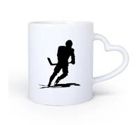 AYUEHBN Mango de cerámica en forma de corazón Tazas de café de gres con asa Jugador de hockey sobre hielo deportivo patina juego extremo 11oz/320ml Para el hogar o el trabajo