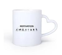 AYUEHBN Mango de cerámica en forma de corazón Tazas de café de gres con asa Motivación Desarrollo Éxito Mentoría Estilo de Oficina 11oz/320ml Apto para lavavajillas y microondas
