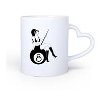 AYUEHBN Mango de cerámica en forma de corazón Tazas de café de porcelana Atractivo sexual del club de billar Mujer Bola blanca 11oz/320ml Tazas de cerámica para el hogar o el trabajo