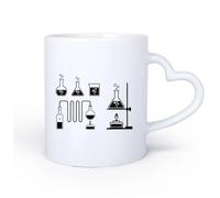 AYUEHBN Mango de cerámica en forma de corazón Tazas de café de porcelana Tubo Burbujas Ciencia Química Laboratorio Escuela 11oz/320ml Tazas de cerámica para el hogar o el trabajo