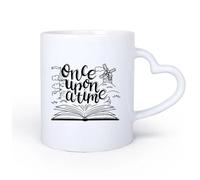AYUEHBN Mango de cerámica en forma de corazón Tazas de Café, Té y Café Biblioteca de libros de cuentos de Érase una vez, guardería 11oz/320ml Para té, café y bebidas calientes