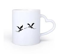 AYUEHBN Mango de cerámica en forma de corazón Tazas de Café, Té y Café Cuento de hadas de fantasía de dragones que escupen fuego 11oz/320ml Para Té, Café, Leche, Capuchino