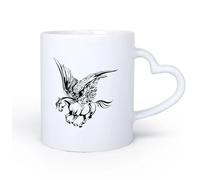 AYUEHBN Mango de cerámica en forma de corazón Tazas de Café, Té y Café Cuento de hadas Pegaso Caballo Alas Musa Fantasía Animal 11oz/320ml Bebidas calientes, espresso