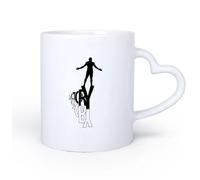 AYUEHBN Mango de cerámica en forma de corazón Tazas de Café y Té La fuerza de voluntad del hombre como objetivo de victoria Palabras 11oz/320ml Ideal para usar en casa y la oficina