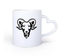 AYUEHBN Mango de cerámica en forma de corazón Tazas de Cerámica con Asas Cabeza de carnero estilizada, animal de oveja, cuerno grande 11oz/320ml Bebidas calientes, espresso