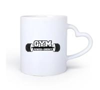 AYUEHBN Mango de cerámica en forma de corazón Tazas de Cerámica con Asas Motivación Deportiva Gimnasia Energía Fitnesscenter 11oz/320ml Elegante y duradero: apto para microondas y lavavajillas