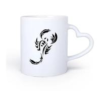 AYUEHBN Mango de cerámica en forma de corazón Tazas de Cerámica para Café, Leche y Té Escorpión Cangrejo Cangrejo Animal Mar Océano 11oz/320ml Para té, café, infusión caliente