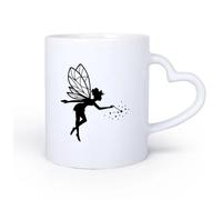 AYUEHBN Mango de cerámica en forma de corazón Tazas de gres para café y té Dibujos animados Magia Cuento de hadas Fantasía Bestia Bebé 11oz/320ml Ideal para usar en casa y la oficina