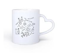 AYUEHBN Mango de cerámica en forma de corazón Tazas de gres para café y té Educación escolar Estudiante Química Científico Ciencia 11oz/320ml Para té, café, infusión caliente